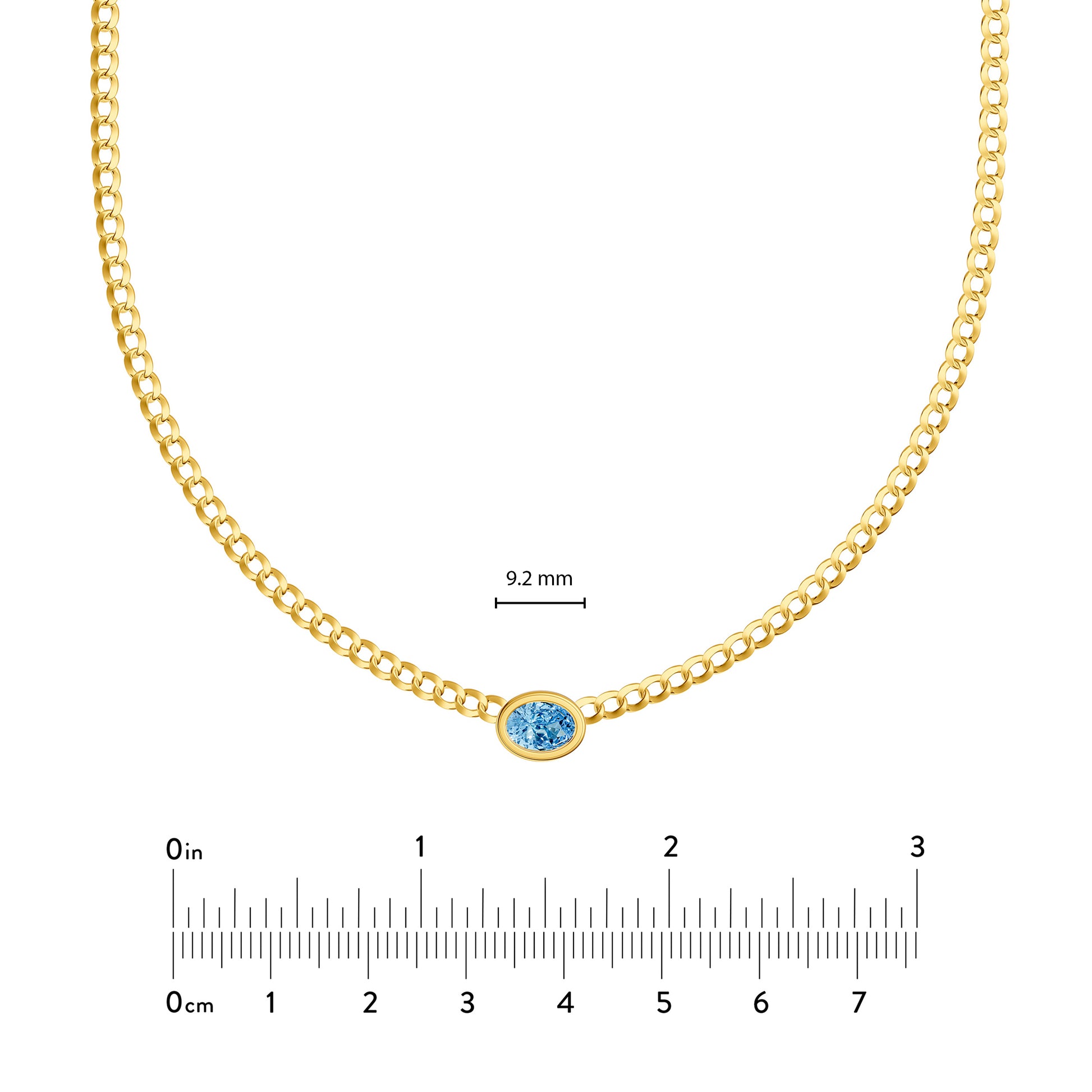 Oval Sky Blue Topaz Curb Necklace