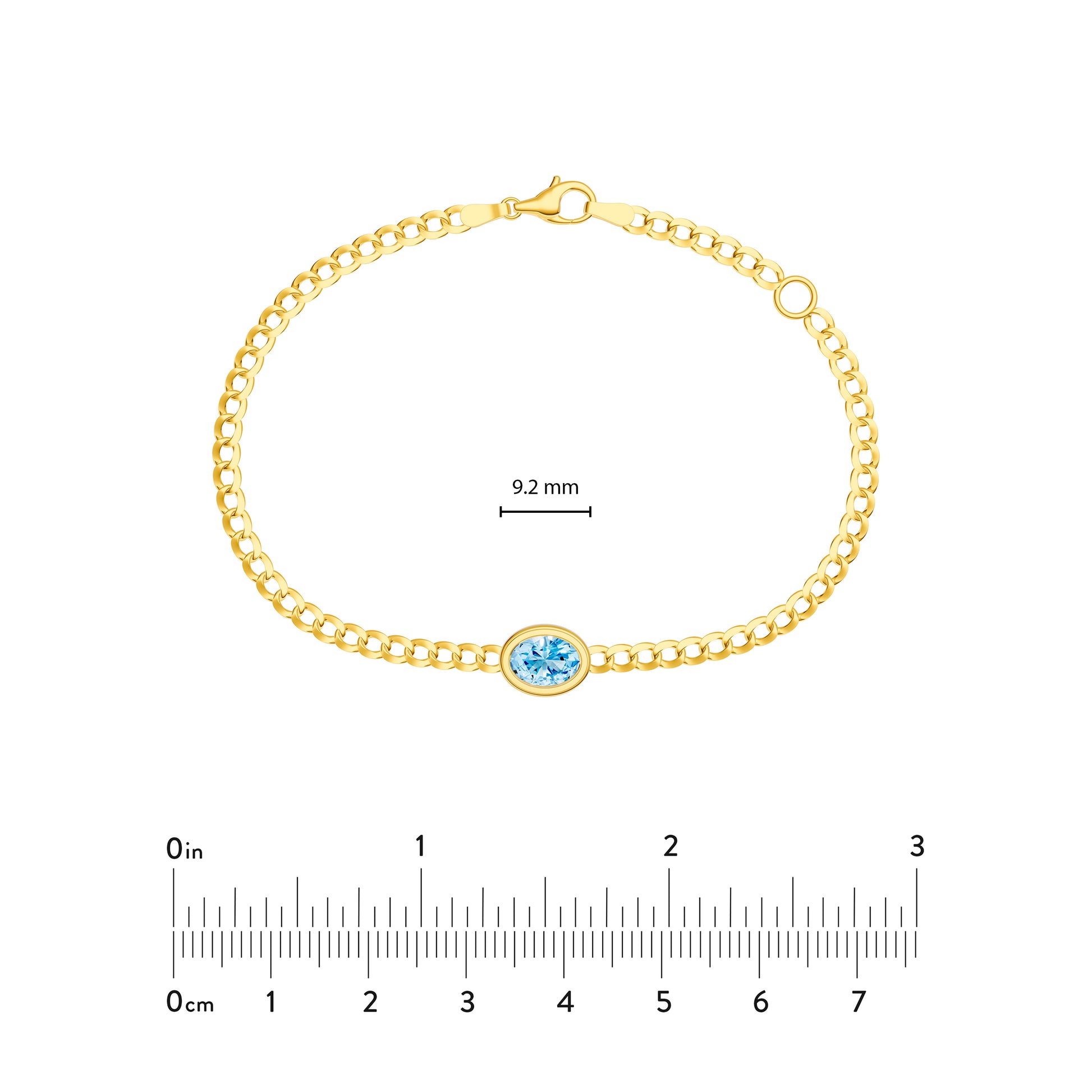 Oval Sky Blue Curb Bracelet