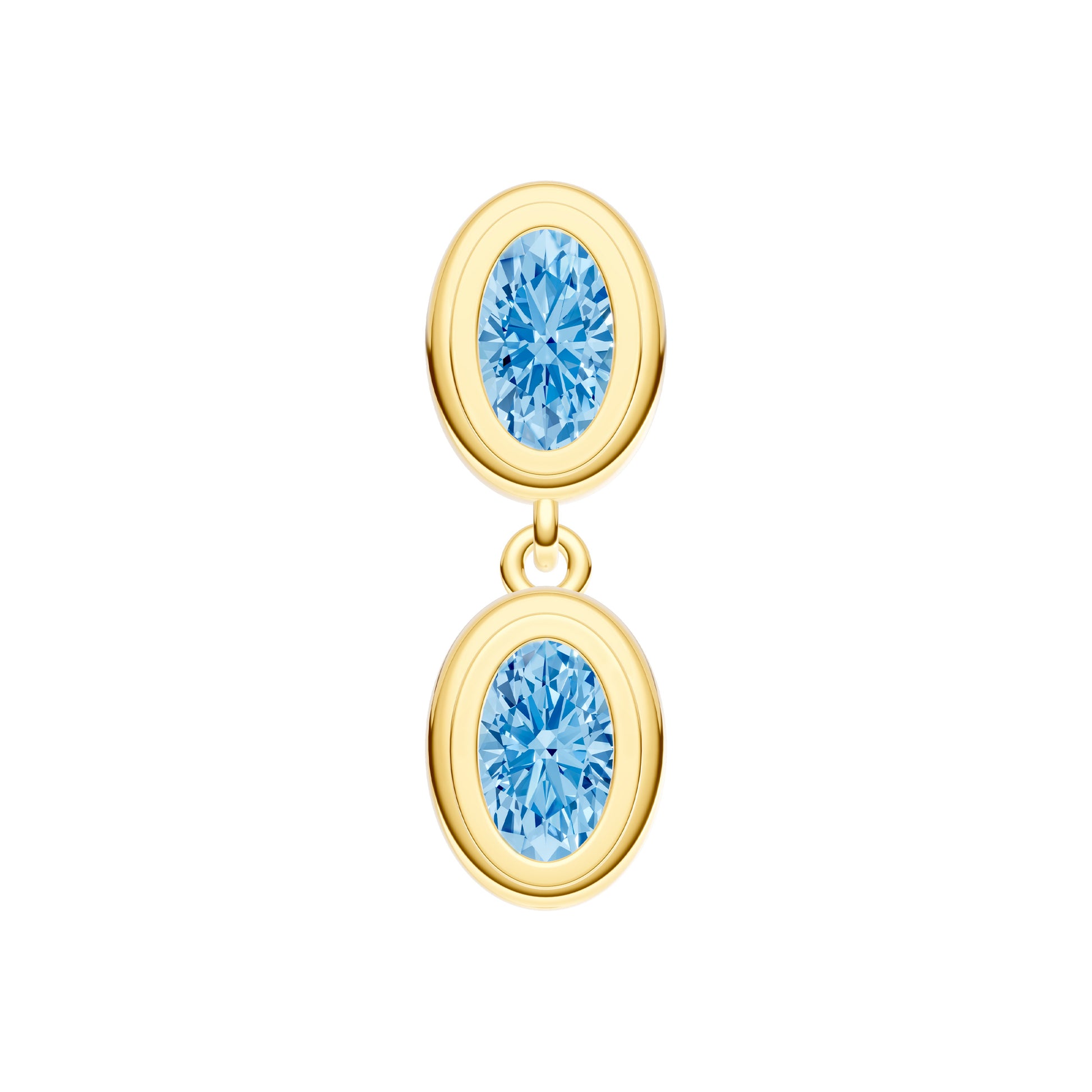 Double Oval Sky Blue Dangle Earrings