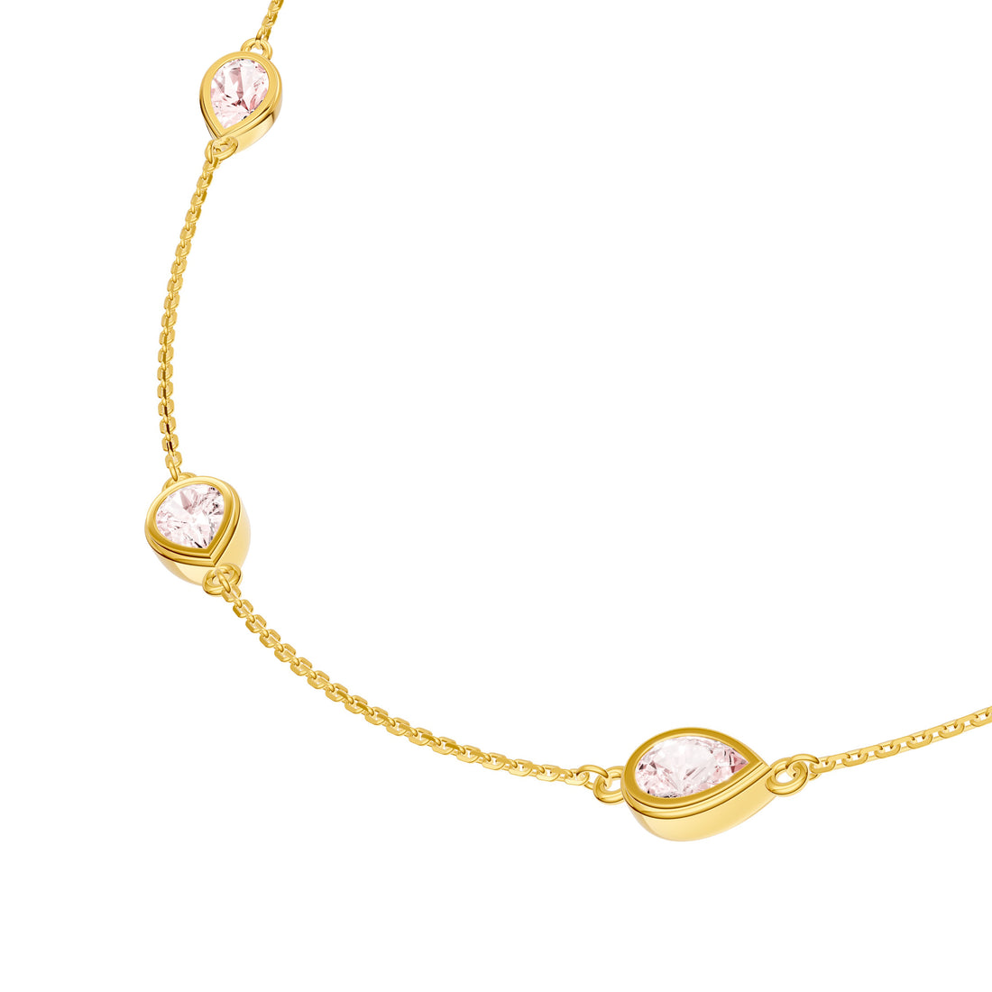 Pear Pink Morganite Station Necklace