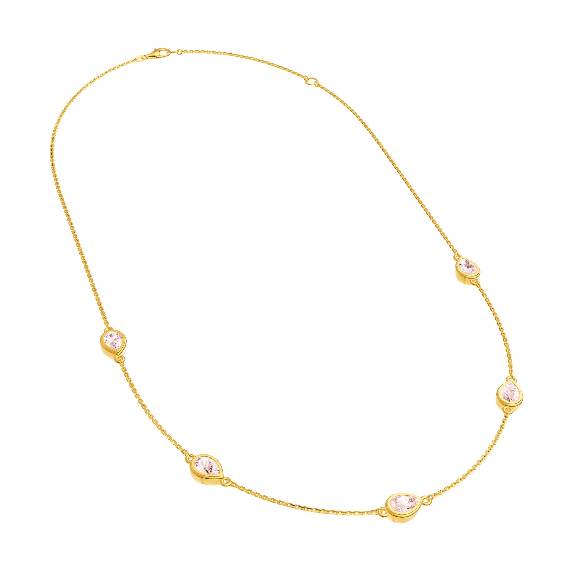 Pear Pink Morganite Station Necklace