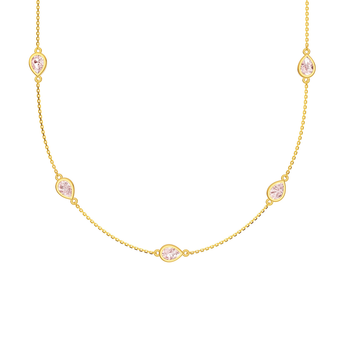 Pear Pink Morganite Station Necklace