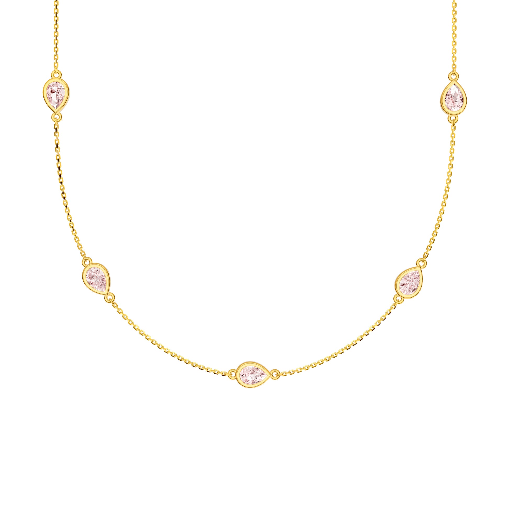 Pear Pink Morganite Station Necklace