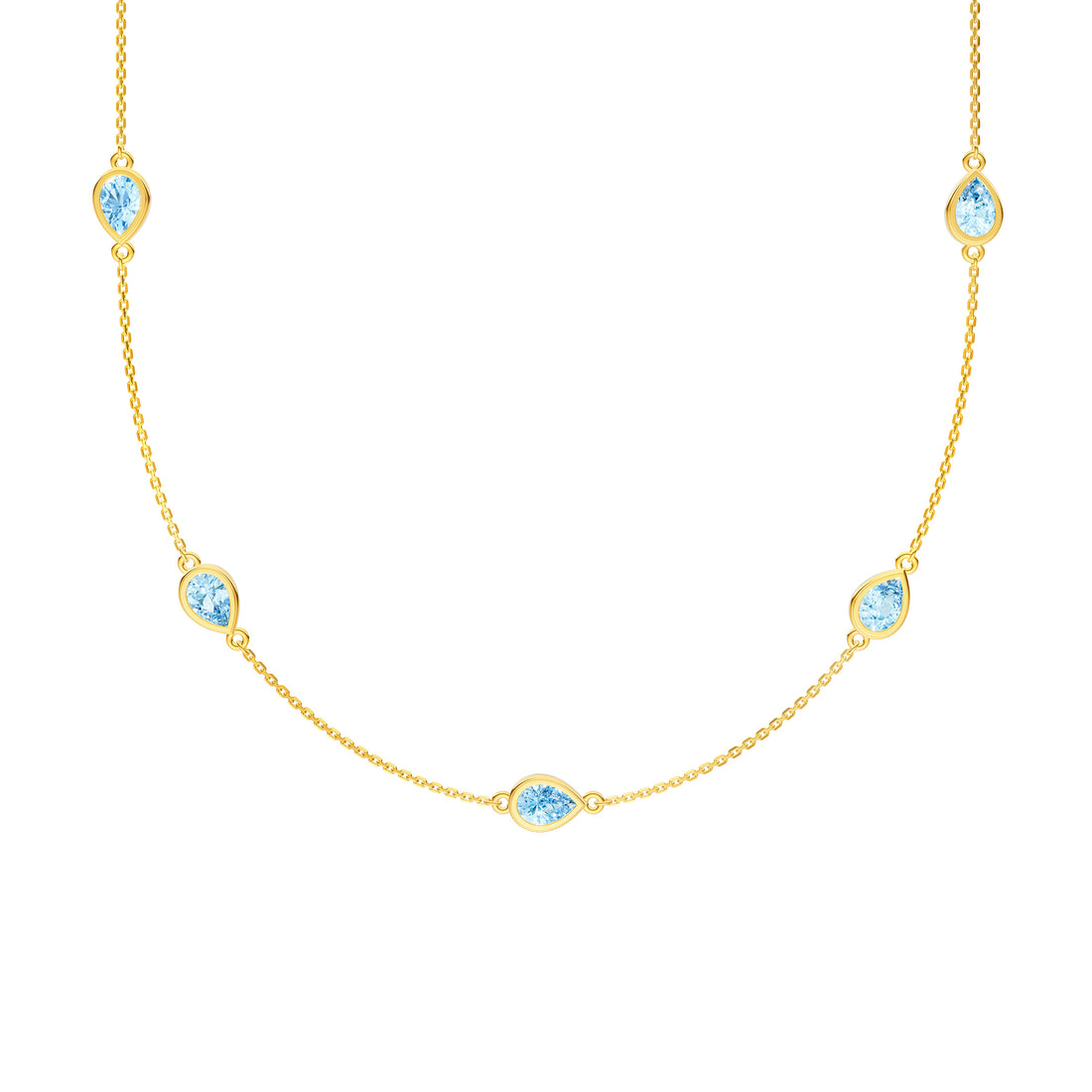 Pear Sky Blue Station Necklace