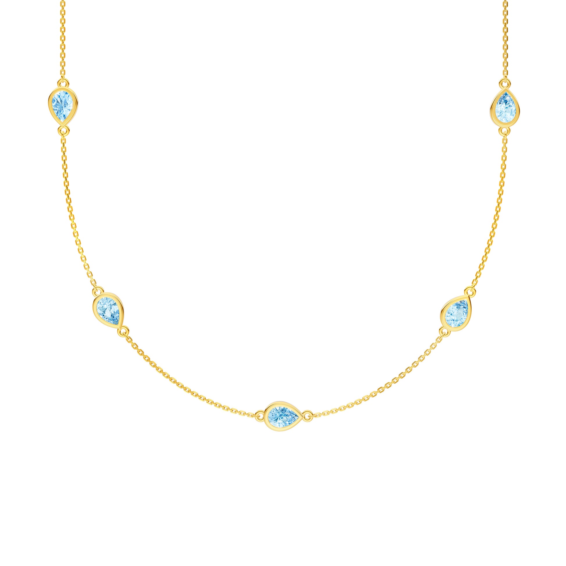 Pear Sky Blue Station Necklace