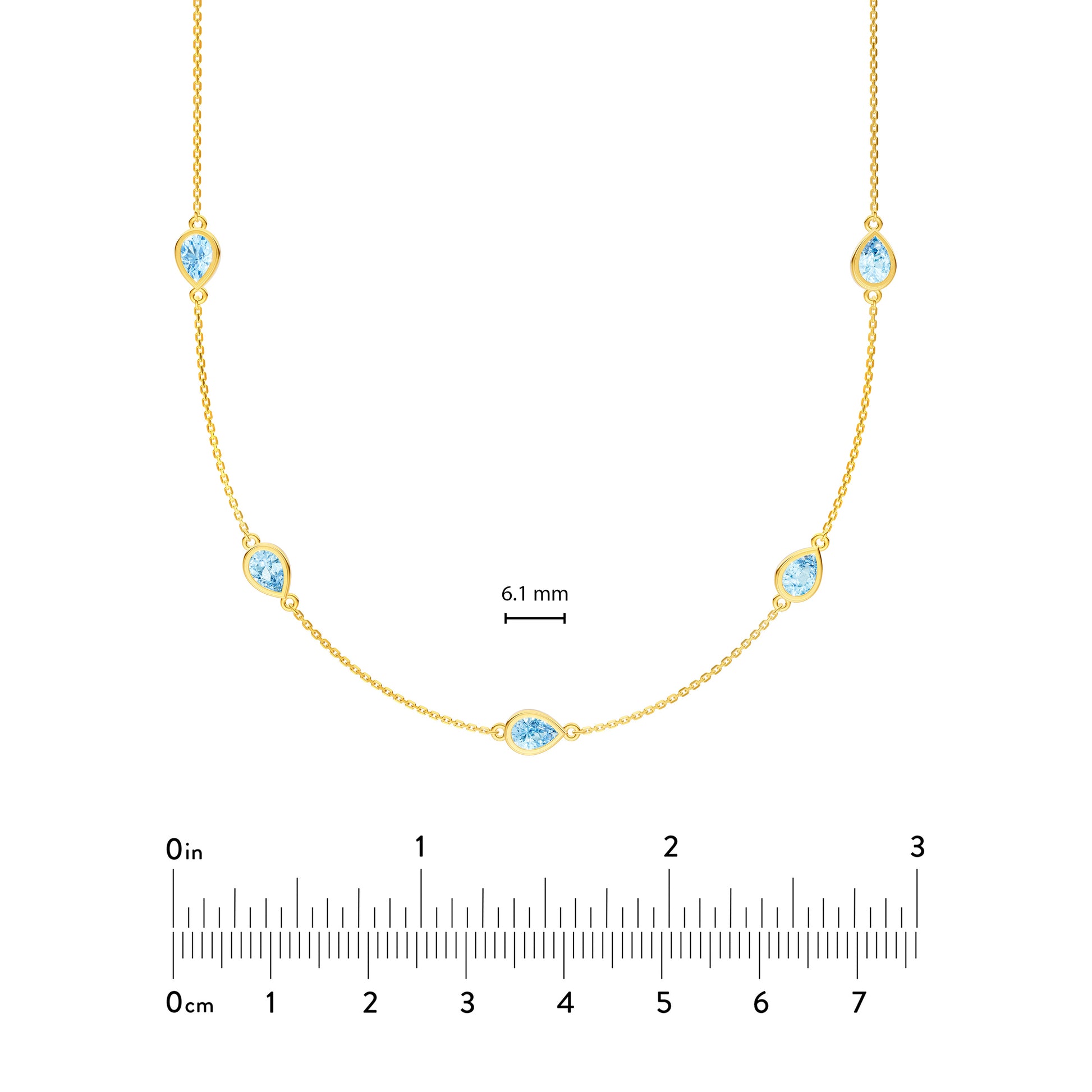 Pear Sky Blue Station Necklace