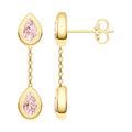 Double Pear Pink Morganite Dangle Earrings