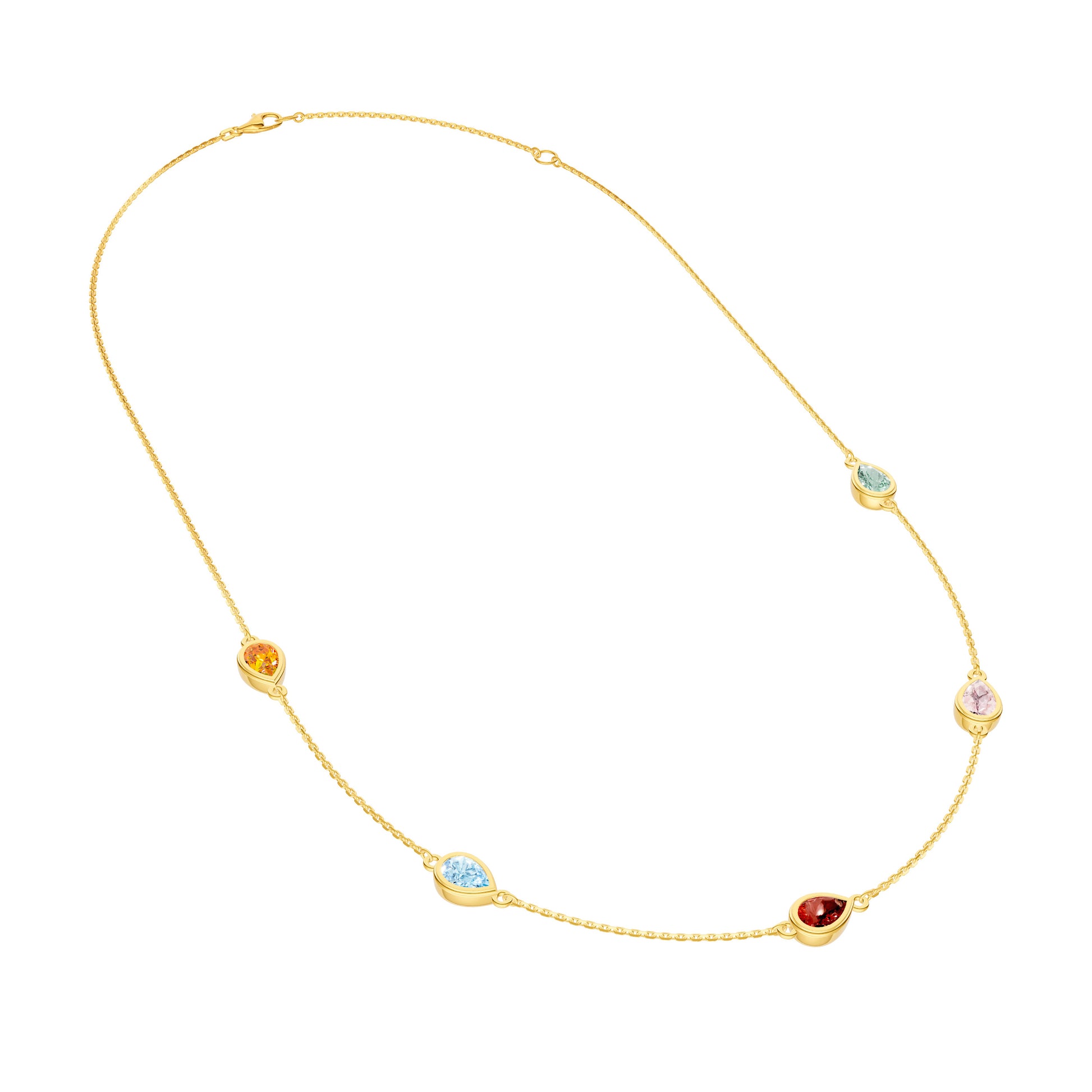Pear Mixed Stone Station Necklace