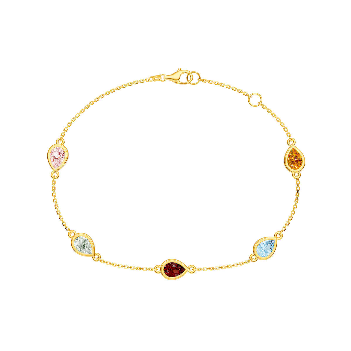 Pear Mixed Stone Station Bracelet