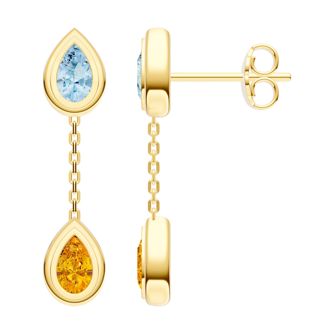 Pear Sky Blue & Citrine Earrings