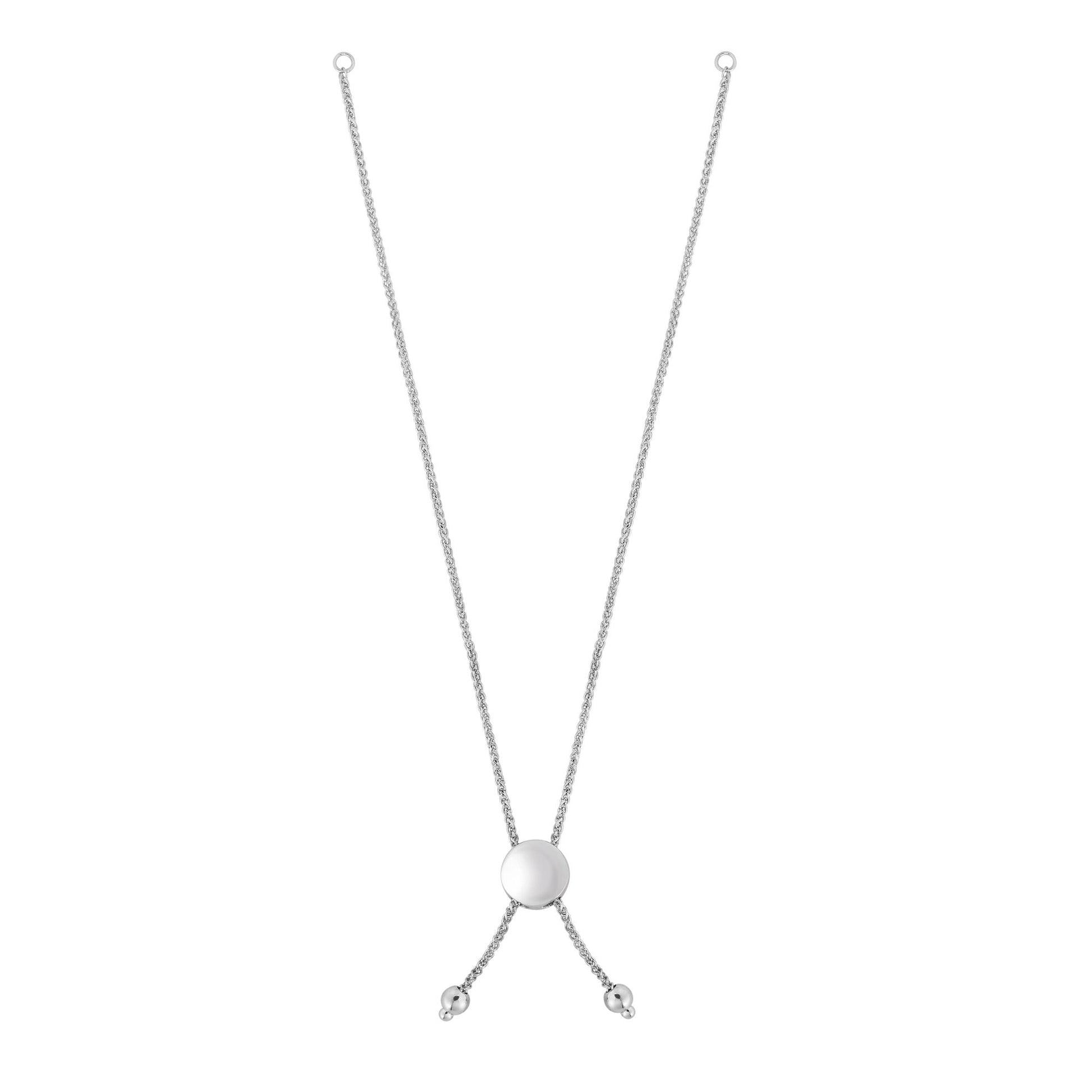 14K Gold Round Wheat Chain with Disc Slide Friendship Bracelet